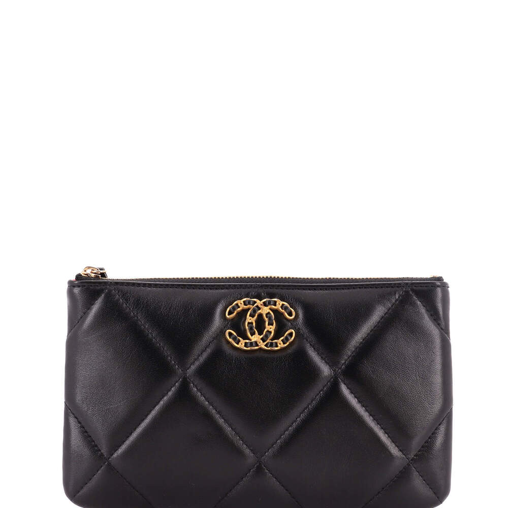 Chanel Small 19 O Case Pouch Quilted Goatskin